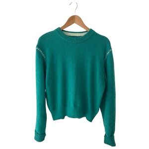 Urban Outfitters Teal green and white stitch sweater